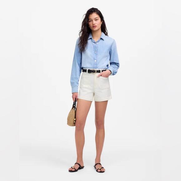 Madewell The Denim Emmett Short: Patch Pocket Edition Tile White Size 31 - Picture 3 of 13